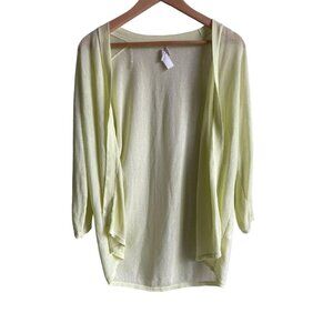 Chico's Women's Size 2 US 12 Large Sunny Yellow Semi Sheer Open Cardigan Rayon N